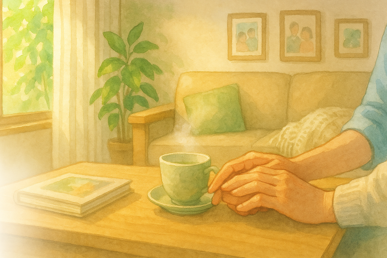 スタッフと入居者様の団らん